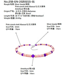 Natural Amethyst Beads And Natural Pink Pink Opal Roundel Necklace Women's Jewelry Boutique Handmade