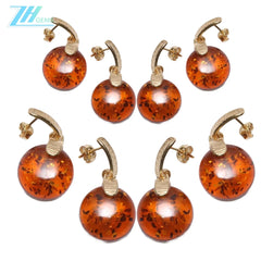 Long Red Baltic Amber Beaded Earrings Dangle Earrings Shiny Red Amber And Sterling Silver Cherry Color For Woman Gift