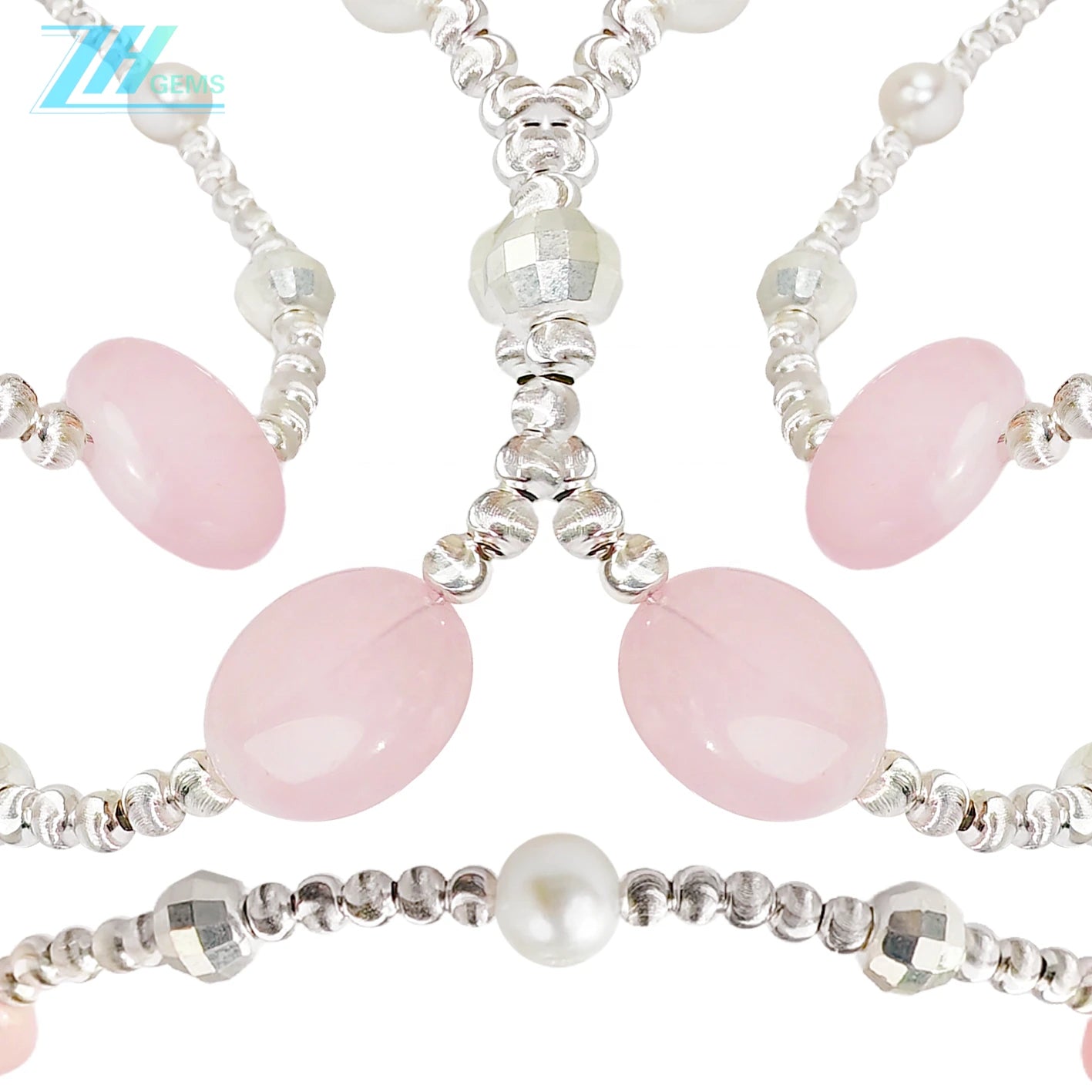 Jewelry Natural Rose Quartz Natural Pearls Sets Three-piece Sets Earrings Necklaces Bracelets Original Jewelry