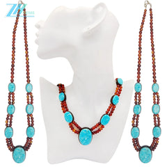 Amber Natural Turquoise 25.7g Color Red Match Blue Combination Jewelry Necklace Delicate Gift As Surprising Choice Summer