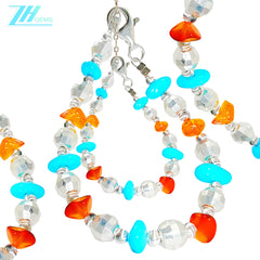 Amber Is Vivid And Turquoise Is Mysteriousthey Are Intertwined On An S925 Silver Chain The Hand Woven Craftsmanship Shows