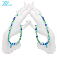 Natural Turquoise And Lapis Lazuli Green With Blue Color 25.8g Square And Free-shape Beads Necklace Periphery Jewelry Present