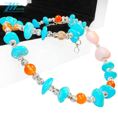 This Necklace Combines Natural Sterling Treatment Turquoise With S925 Silver Beads With A Warm Color It's Simple Yet Elegant