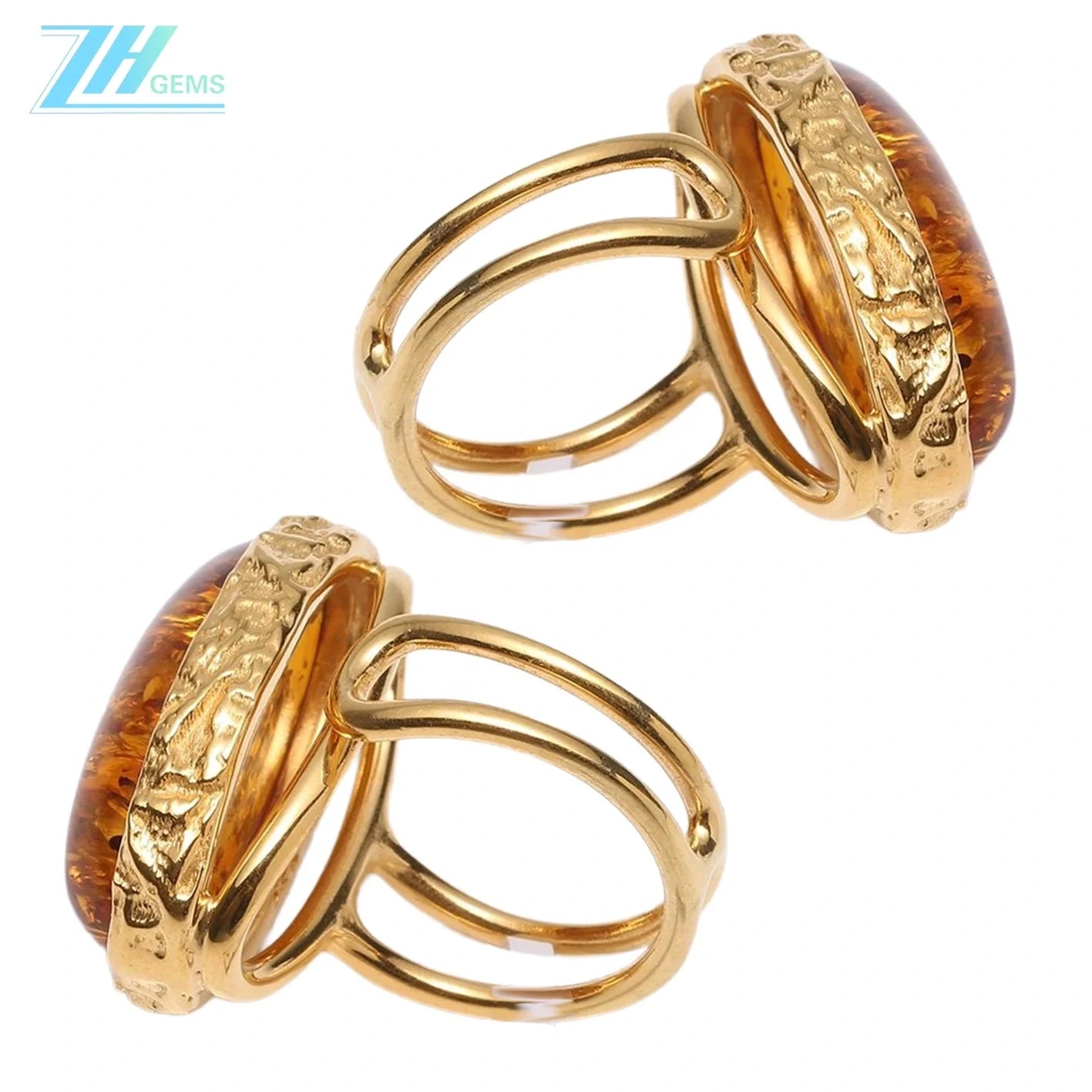 Amber Ring Orange Cabochon Oval Sterling Amber Stone Engagement Gift For Her Huge Handmade