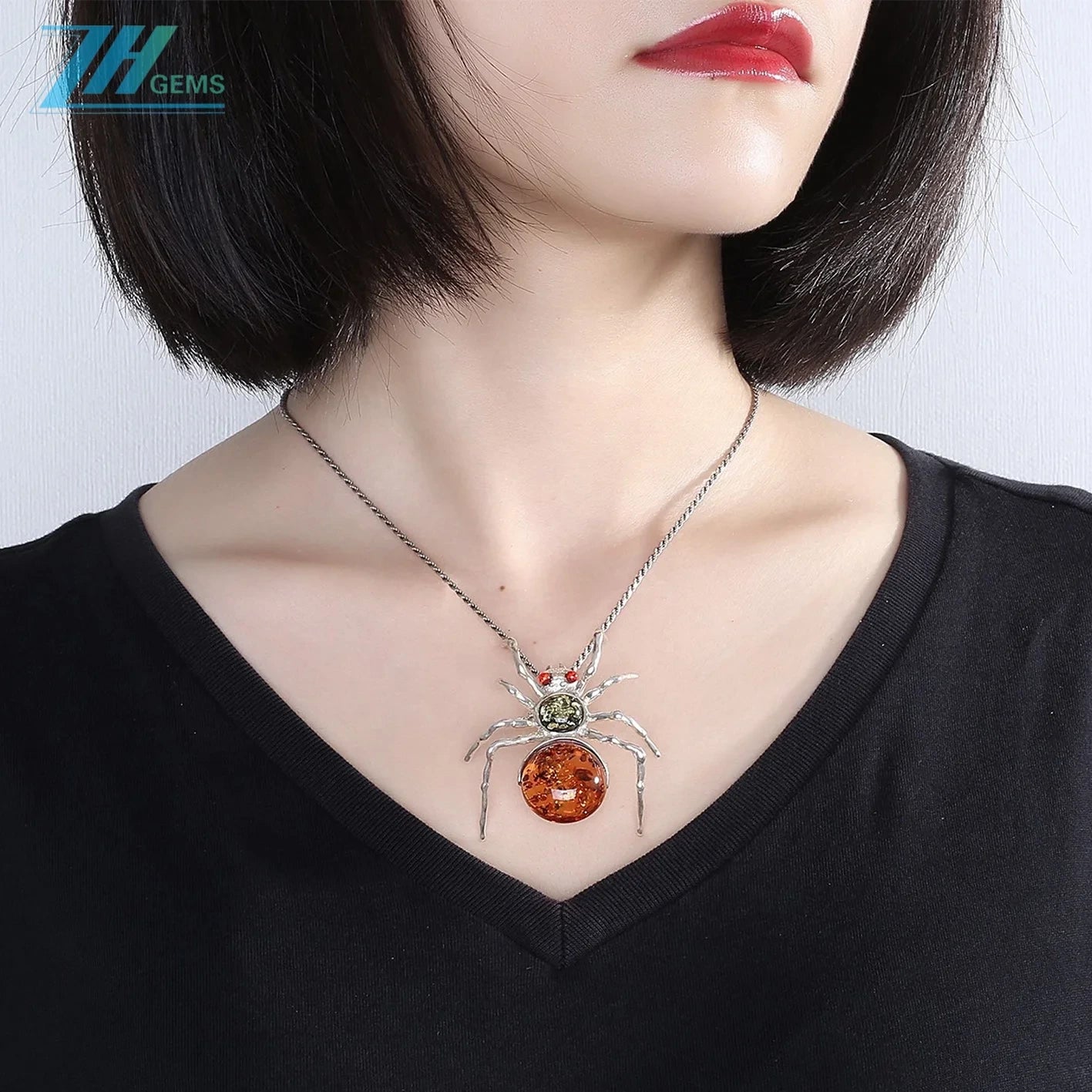 Baltic Amber Animal Pendant Stress Relief Gift For Her Strength Red With Orange Color Round Beaded Promise Gift