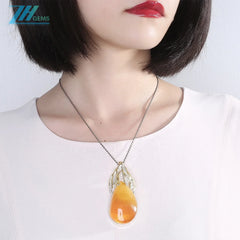 Amber Orang Pendant Men Fashion Design Simple Jewelry Pendant Drop Casual Natural Irregular Gemstone Natural Baltic Amber