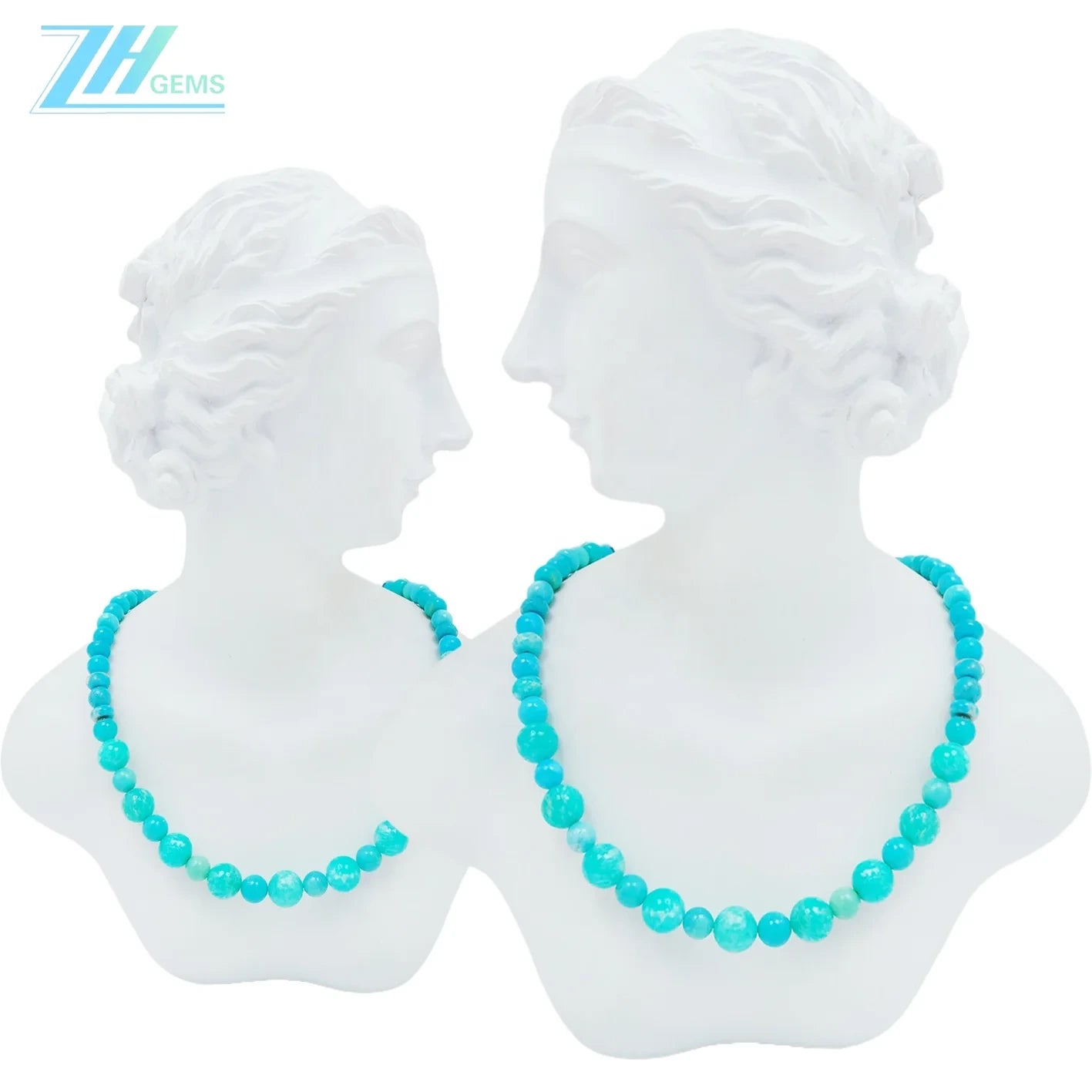 Natural Turquoise 16inch 21.6gram Necklace Beautiful Jewelry Delicate Present Round Beads 8mm Match 6mm Periphery Gift