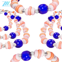 Natural High Quality Lapis Lazuli And Pink Opal Jewelry Bracelet 6.5 Inch S925 Silver Spring New