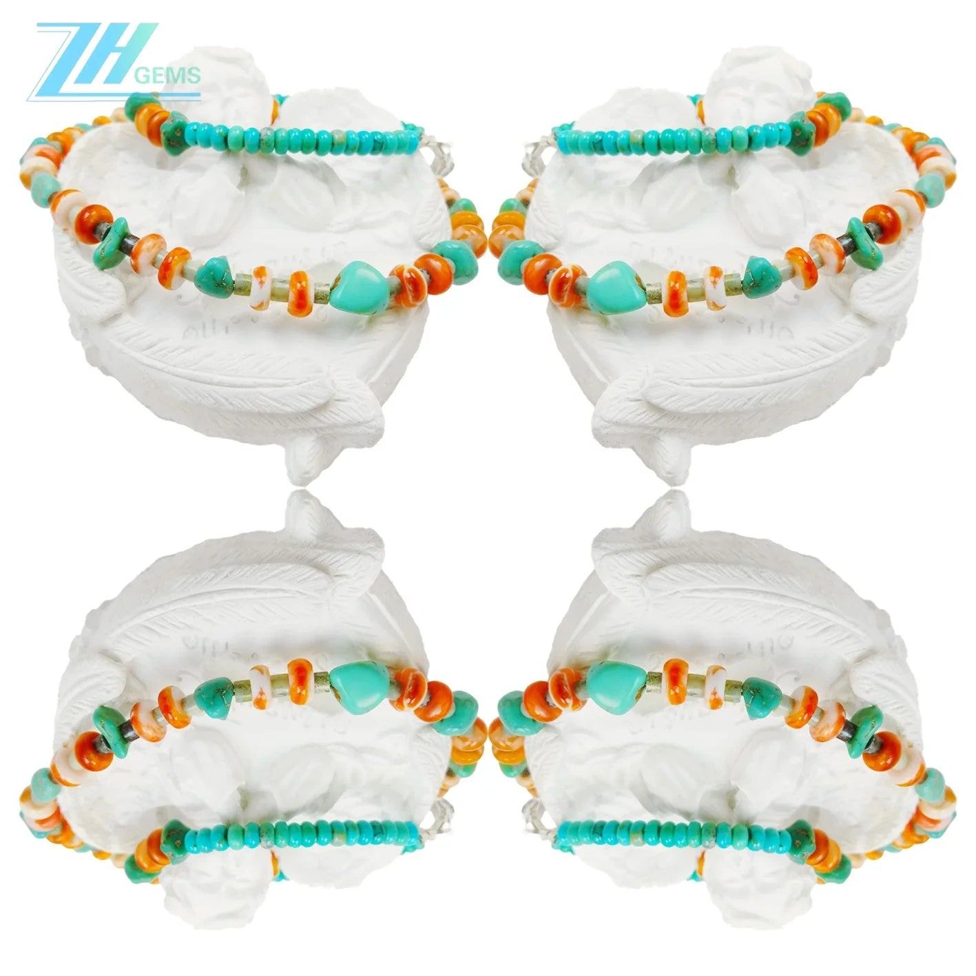 Natural Turquoise Spiny Oyster And Burma Jadeite Heishi Free-shape And Roundle Beads Gemstone For Making Jewelry Holiday Gift