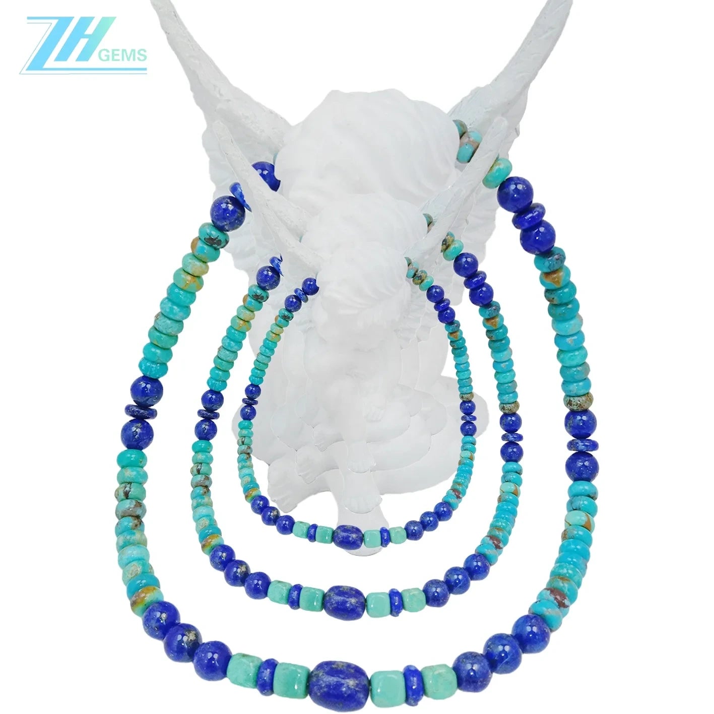 Natural Turquoise Lapis Lazuli Necklace 16inch Summer Present Personalized Necklace Simple Atmosphere Jewelry