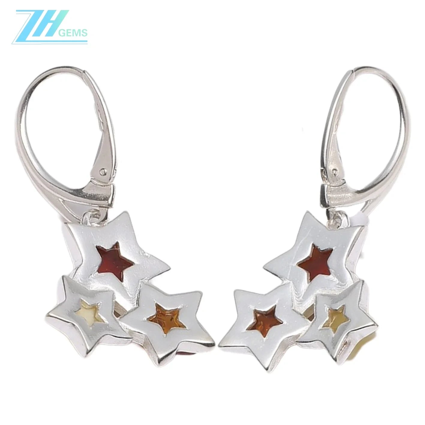 Star Shape Baltic Amber Earrings Classic Drop Shape Gemstone Elegance Earrings Gift For Wife Girlfriend Sister Mom