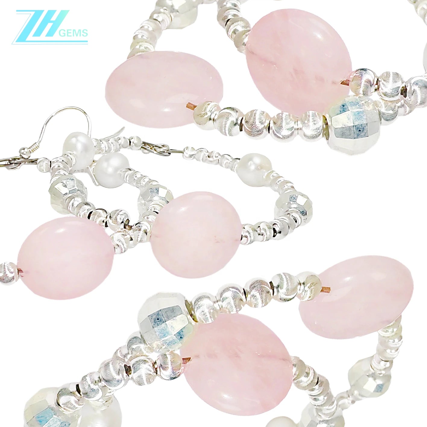 Natural Pearls Natural Rose Quartz Beaded Earrings Simple Style Spring Classic Color Suitable For A Variety Of Occasions