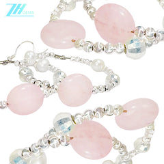 Natural Pearls Natural Rose Quartz Beaded Earrings Simple Style Spring Classic Color Suitable For A Variety Of Occasions