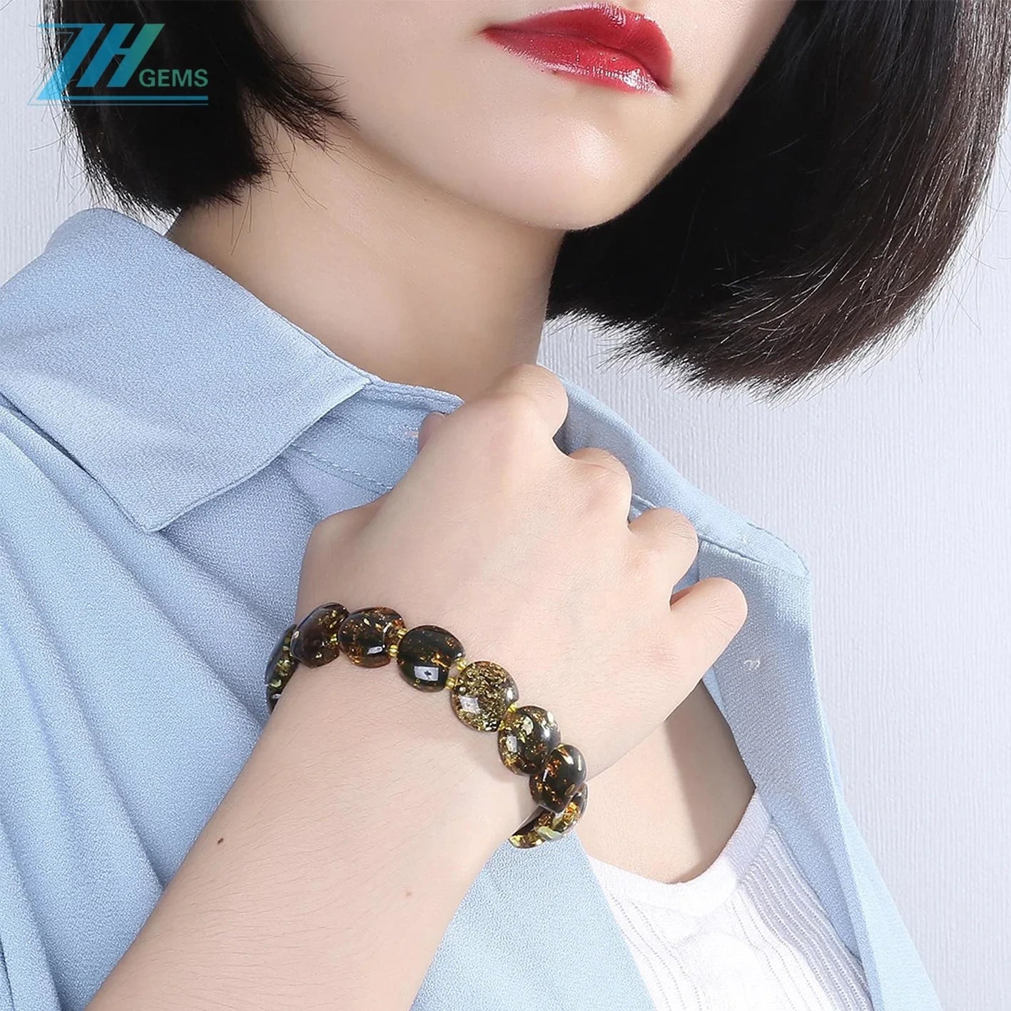 Black And Amber Beaded Bracelet Baltic Amber Bracelet 925 Sterling Silver Gemstone Bracelet Handmade Crystal