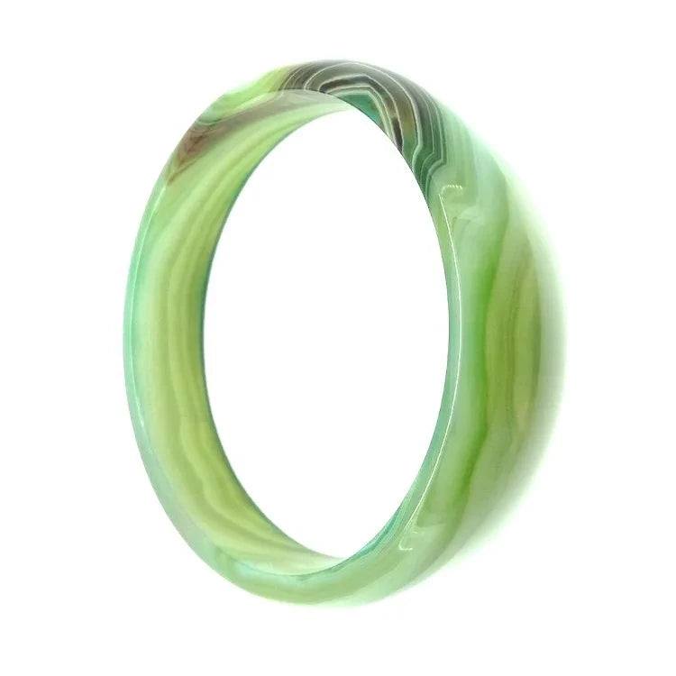 53mm-63mm Green Agate Stone Band Bangle Gemstone Width Bangle Woman Man Bangle Best Gift