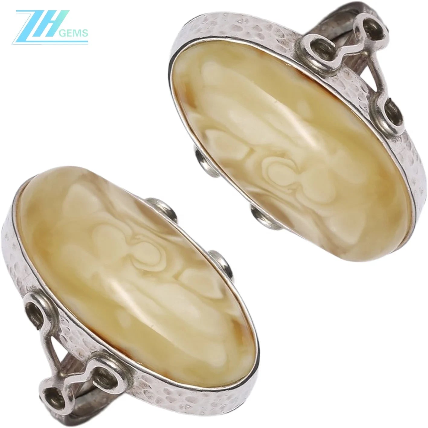 Baltic White Amber Gemstone Handmade 925 Sterling Silver Ring Ring Stamped Amber Ring Making Gift For Her