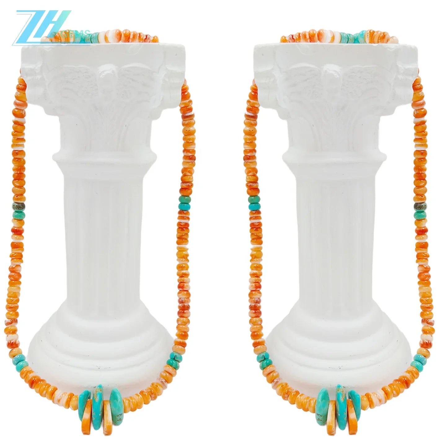 Natural Turquoise Roundle Beads And Spiny Oyster Beads Choker Simple Handmade Jewelry For Making Jewelry Holiday Gift Summer