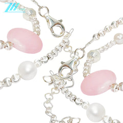 High Quality Natural Rose Quartz Natural Freshwater Pearl C925 Silver Pink White Classic Color Bracelet The Best Gift