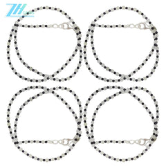 Prehnite Agate Black Beaded Necklace Transparency Gemstone 16inch 6g 925 Sterling Silver Chip Statement Necklace Gift For Her