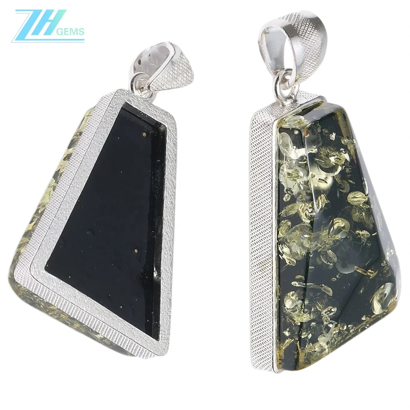 Green Amber Pendant Natural Baltic Amber Silver Jewelry Elegant Gift For Her Gift For Him Blue-green Pendant