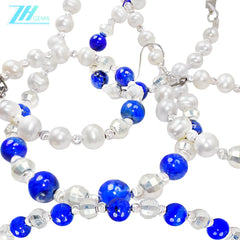 Jewelry Three-piece Set Natural Lapis Lazuli Beads Pearls Perfect Combination Bracelets Necklaces Earring Jewelry Handmade