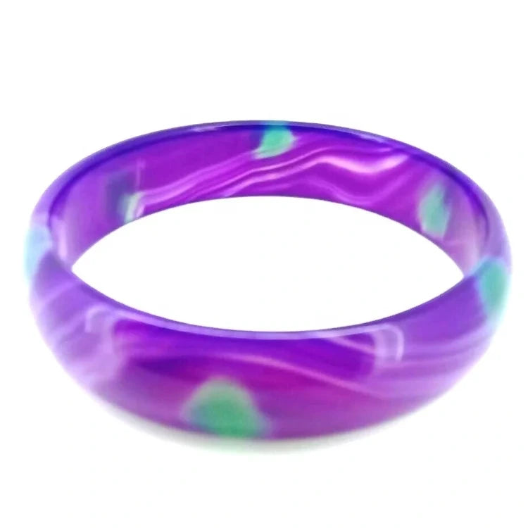 53mm-63mm Agate Stone Band Bangle Purple Gemstone Width Bangle Woman Man Bangle Best Gift