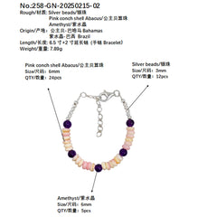 Delicate Natural Amethyst With Natural High Quality Pink Opal Bracelet Limited Jewelry Handmade Custom Jewelry