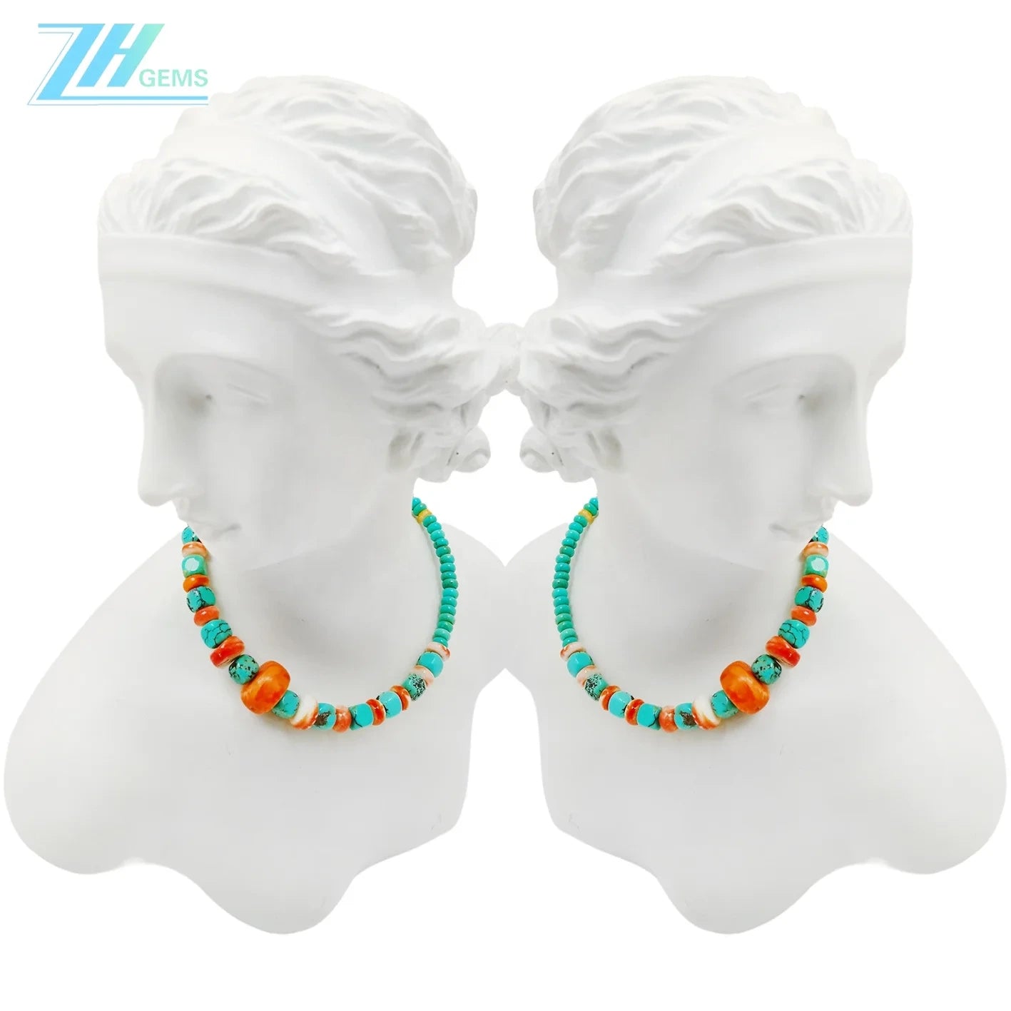Natural Turquoise And Spiny Oyster Necklace Beautiful Jewelry As Gift Simple Atmosphere Summer Choice For Lover