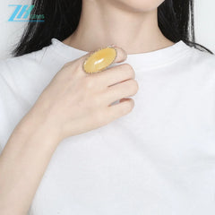 Large Yellow Amber Ring With Natural Crust Sterling Silver Natural Baltic Amber Promise