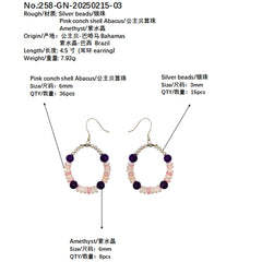 High Quality Amethyst Earring Hoop Earrings With Natural Pink Opal Jewelry The Best Choice For Family And Friends