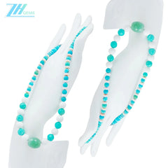 Natural Turquoise Amazonite Tridacna Aventurine Roundle Round Beads Gemstone Combination Jewelry Size 16inch Weight27.6g