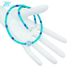 Natural Turquoise Lapis Lazuli Fluorite Fluorspar And Amazonite Distinct Jewelry Handmade Necklace Delicate Gift Summer Choice