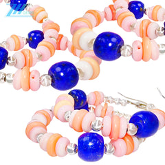 Pink Opal Natural Bead String Earrings With Natural High-quality Lapis Lazuli In The Global Hot Sale Modern And Simple Style