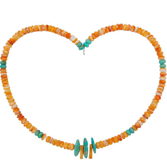 Natural Turquoise Roundle Beads And Spiny Oyster Beads Choker Simple Handmade Jewelry For Making Jewelry Holiday Gift Summer