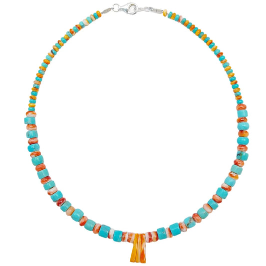 Natural Turquoise And Orange Spiny Oyster 22.9g Heishi With Roundle Beads Gemstone Jemelry Handmade Gift Atmosphere Gift