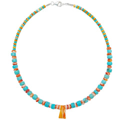 Natural Turquoise And Orange Spiny Oyster 22.9g Heishi With Roundle Beads Gemstone Jemelry Handmade Gift Atmosphere Gift