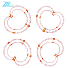 Pink Opal Amber And citrine Shape Free-shape Pink Yellow Orange Color Jewelry As Gift For Her Beautiful Necklace