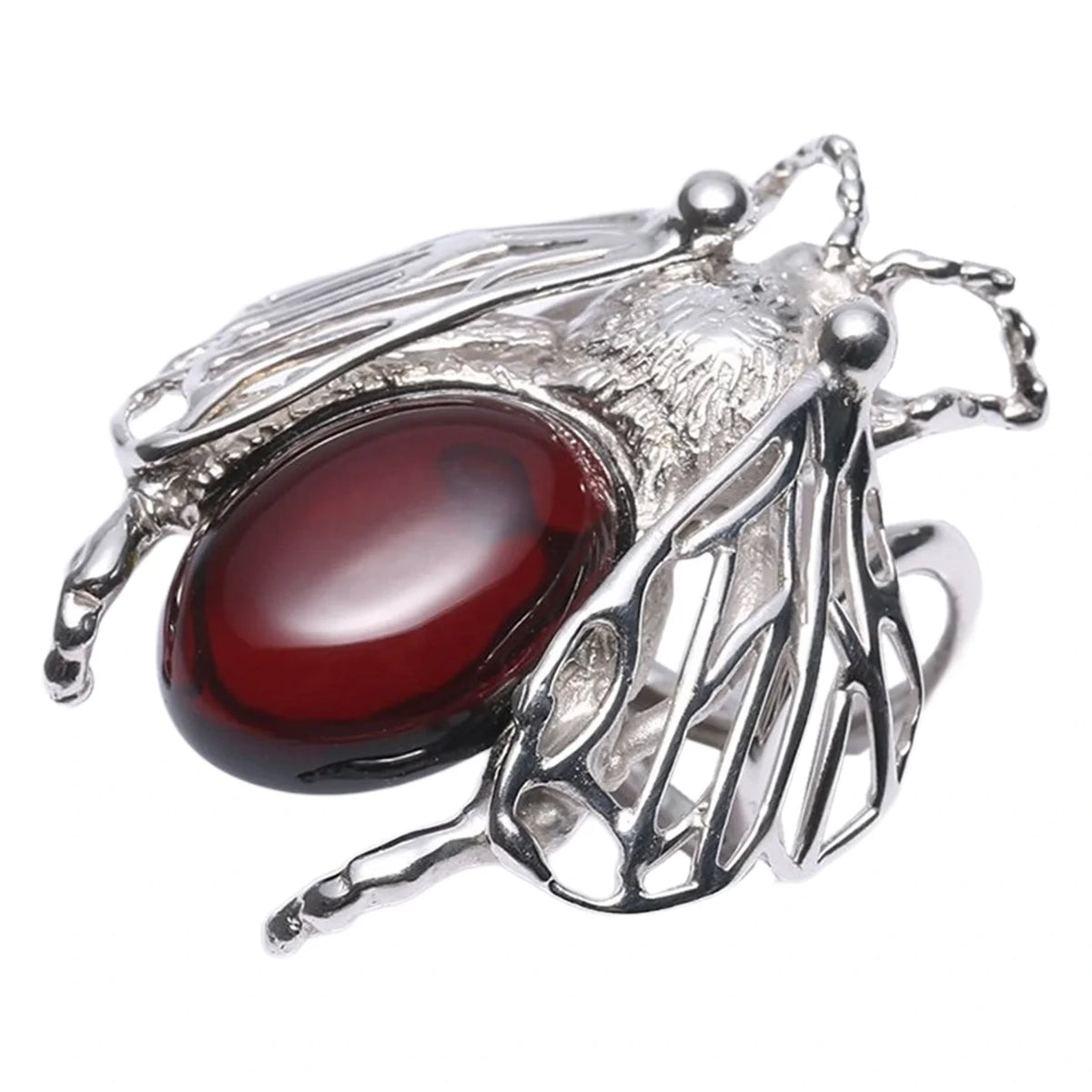 Baltic Amber Ring Jewelry Set Red Color Inset Shape Animal Appearance Stress Relief Gift For Her Strength Jewelry Gemstone