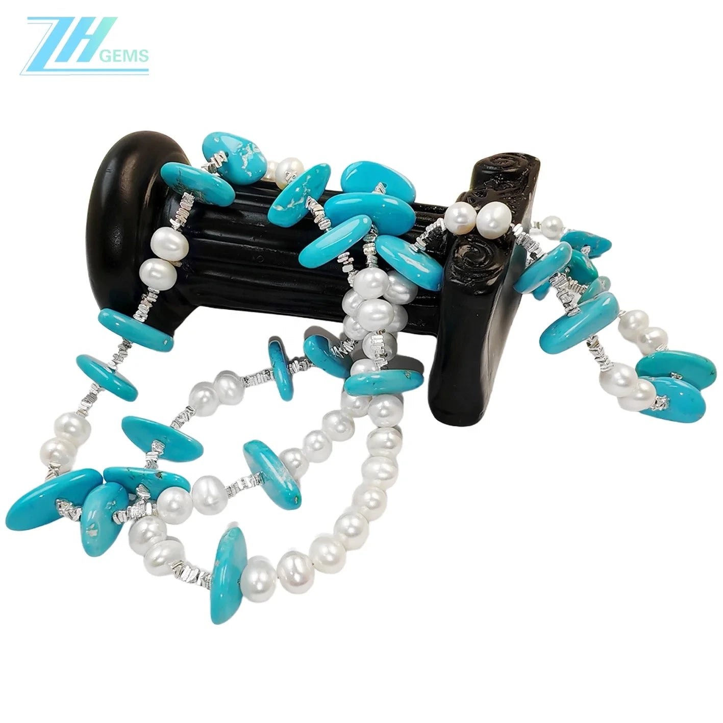 Winter Warm Gift S925 Silver And Natural Turquoise With Pearl High Quality Necklace Hot Selling Triangle Silver Necklace