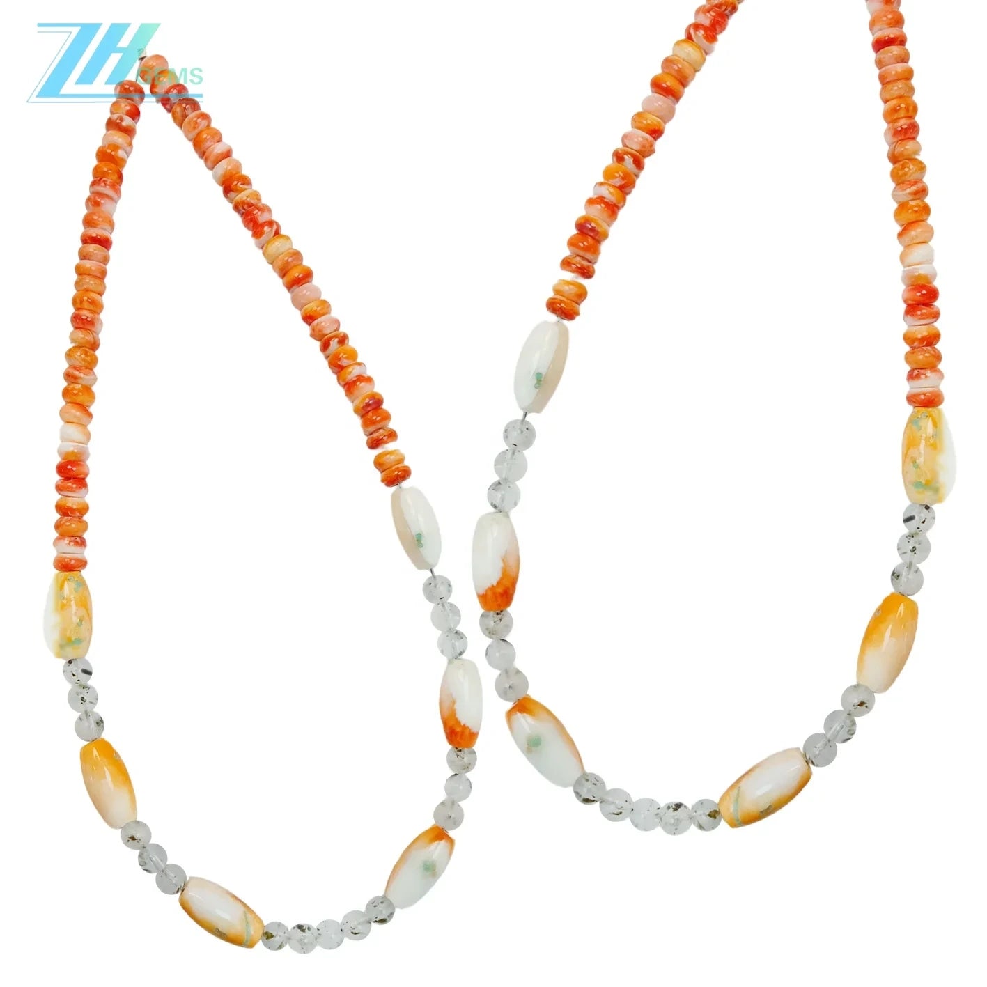 Pink Opal Spiny Oyster And Black Rutilated Quartz 16inch 25.8gram Elegant Summer Choice Present For Lover Mom Family