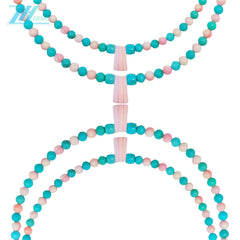 16inch Natural Turquoise And Pink Opal Round Beads Gemstone Necklace Beautiful Jewelry Blue And Pink Color