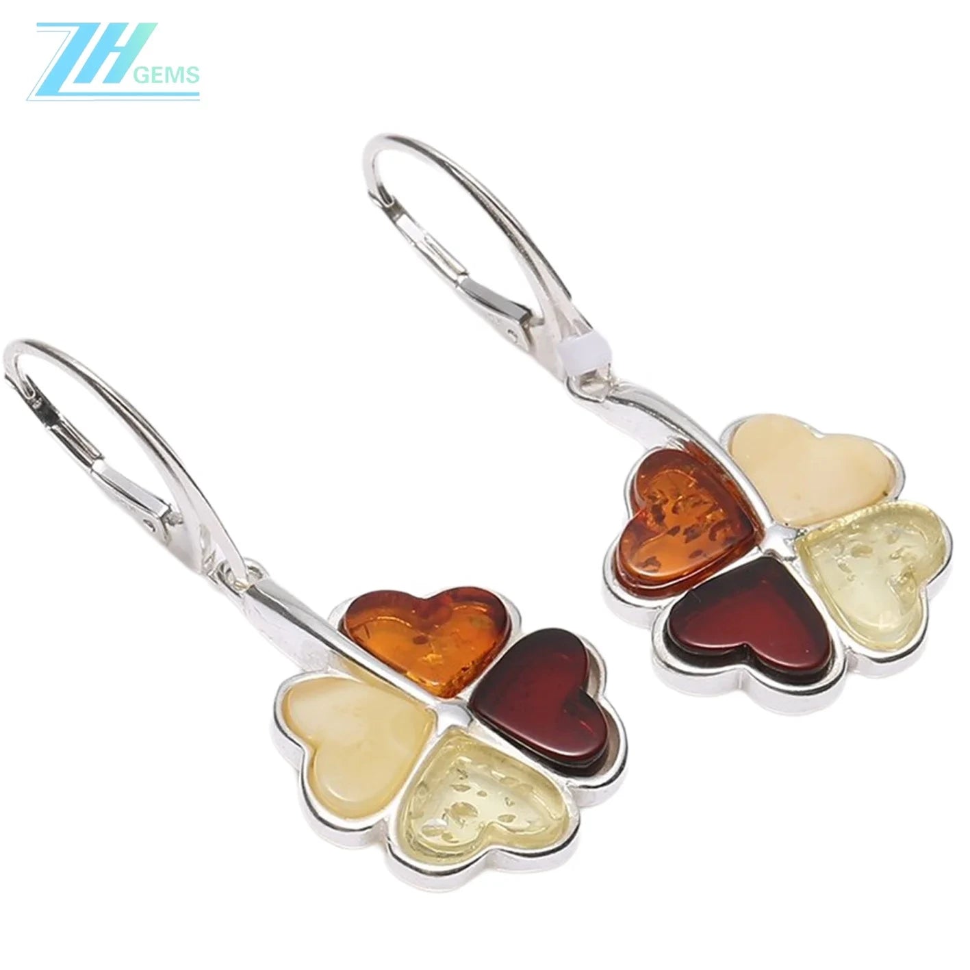 Direct Purchase From Europe Natural Baltic Amber Earrings Without Optimization Beeswax 925 Sterling Silver Inlay High-end And