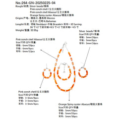 Here Comes The Charming Set! The Necklace Earrings And Bracelet Are All Made Of Orange Spiny Oyster And S925 Silver