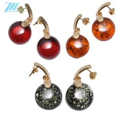 Long Red Baltic Amber Beaded Earrings Dangle Earrings Shiny Red Amber And Sterling Silver Cherry Color For Woman Gift