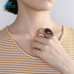 20.5g Red Amber Natural Baltic Sea Non-optimized Blood Pool Ring 925 Sterling Silver Inlay Fashion Design Holiday Gift