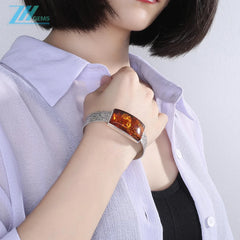 Natural Baltic Sea No Optimized Flower Bracelet Jewelry Gift For Her