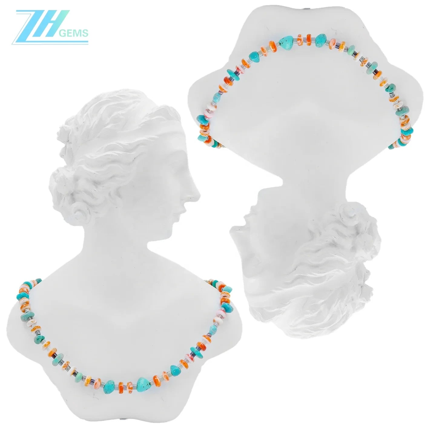 Natural Turquoise Spiny Oyster And Burma Jadeite Heishi Free-shape And Roundle Beads Gemstone For Making Jewelry Holiday Gift