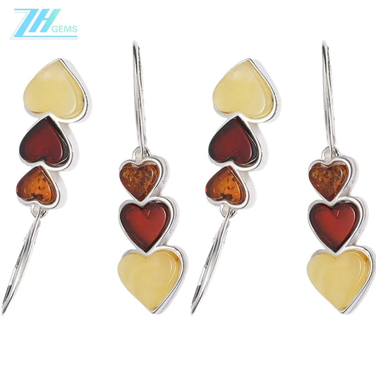 Amber Earring From Europe Natural Baltic Non-optimized Amber Earrings 925 Sterling Silver Inlay Gemstone Jewelry Red Match