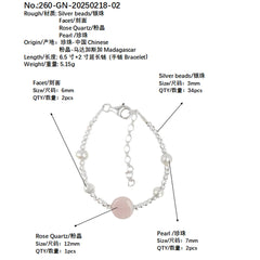 High Quality Natural Rose Quartz Natural Freshwater Pearl C925 Silver Pink White Classic Color Bracelet The Best Gift