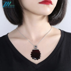 Natural Amber Rectangle Black Color Baltic Non-optimized Pendant Beautiful Genuine Yellow Square Baltic Amber Necklace